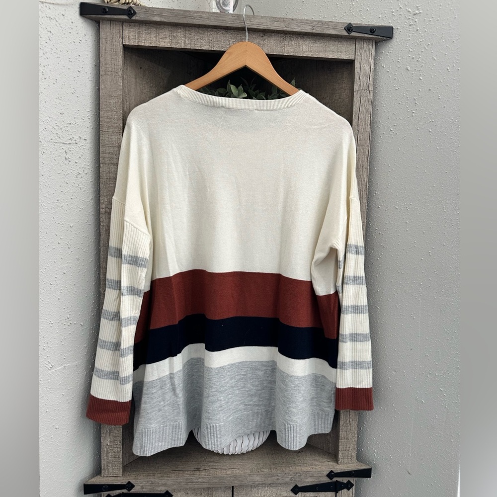 LOFT Tunic Colorblock Striped Sweater - Picture 3 of 8